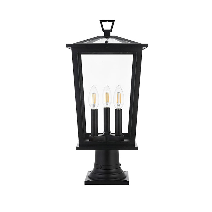 Elegant Lighting Cayman 3 Light Outdoor Post Light, Black - OD332P21BK