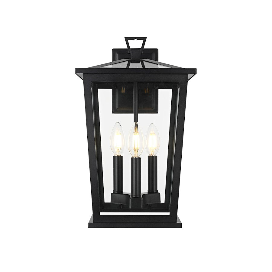 Elegant Lighting Cayman 3 Light Outdoor Sconce, Black - OD332W16BK