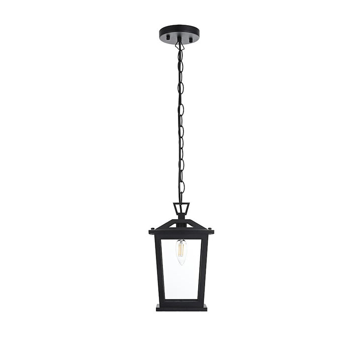 Elegant Lighting Berks 1 Light Outdoor Pendant, Black - OD333H12BK