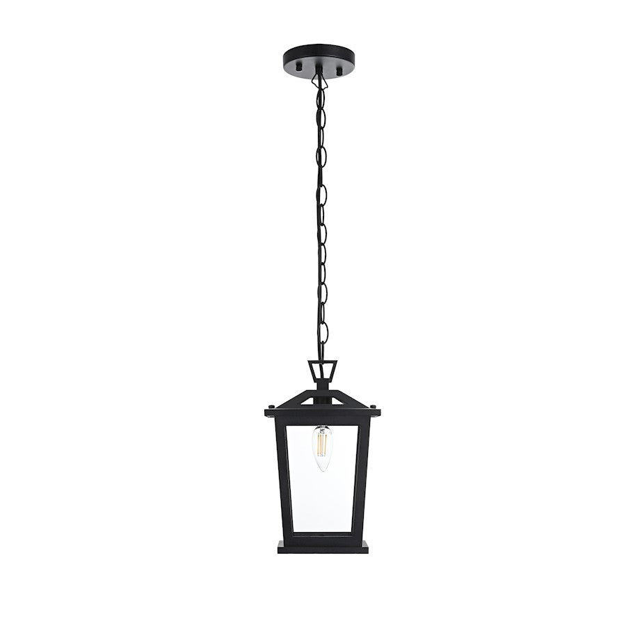 Elegant Lighting Berks 1 Light Outdoor Pendant, Black - OD333H12BK