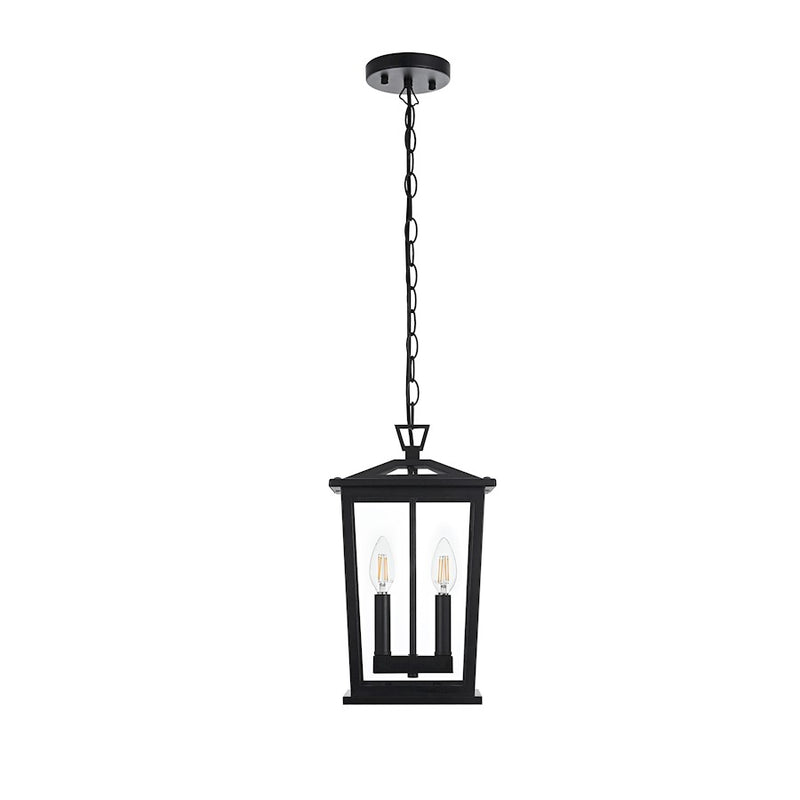Elegant Lighting Berks 2 Light Outdoor Pendant, Black - OD333H15BK