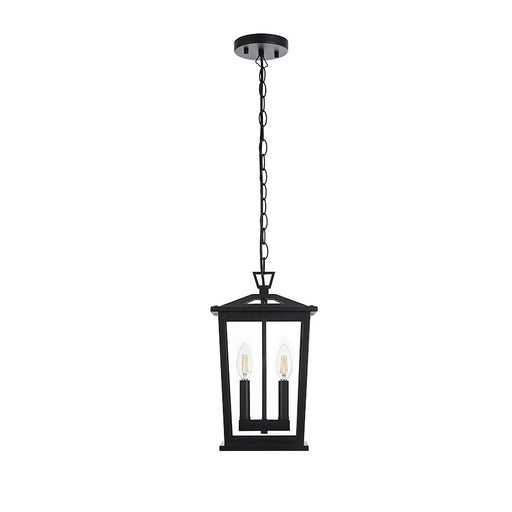 Elegant Lighting Berks 2 Light Outdoor Pendant, Black - OD333H15BK