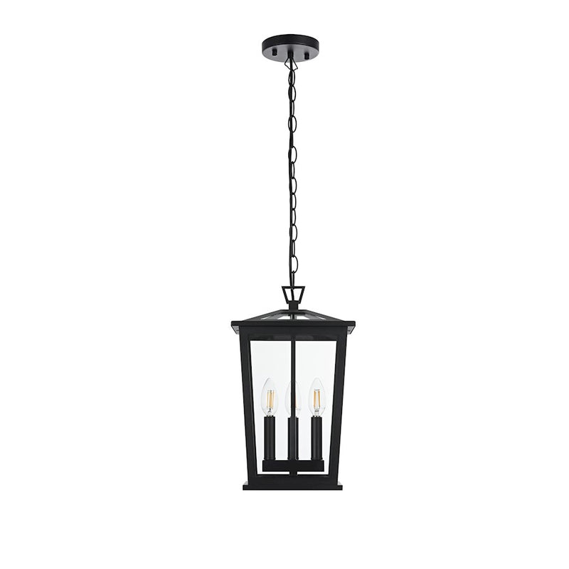 Elegant Lighting Berks 3 Light Outdoor Pendant, Black - OD333H16BK