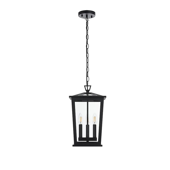 Elegant Lighting Berks 3 Light Outdoor Pendant, Black - OD333H16BK