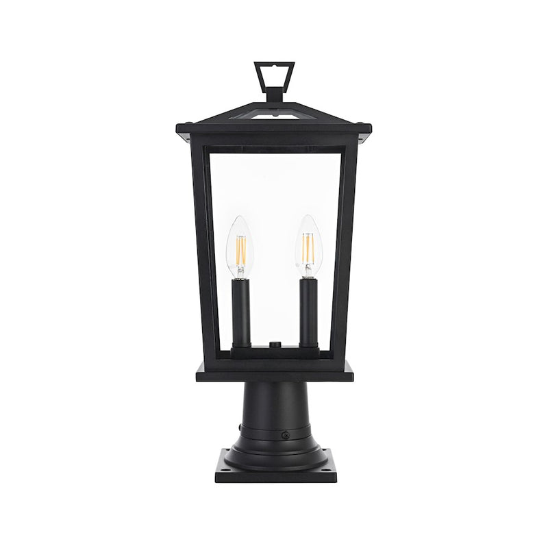 Elegant Lighting Berks 2 Light Outdoor Post Light, Black - OD333P20BK