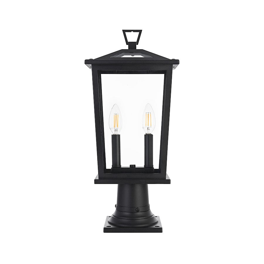 Elegant Lighting Berks 2 Light Outdoor Post Light, Black - OD333P20BK