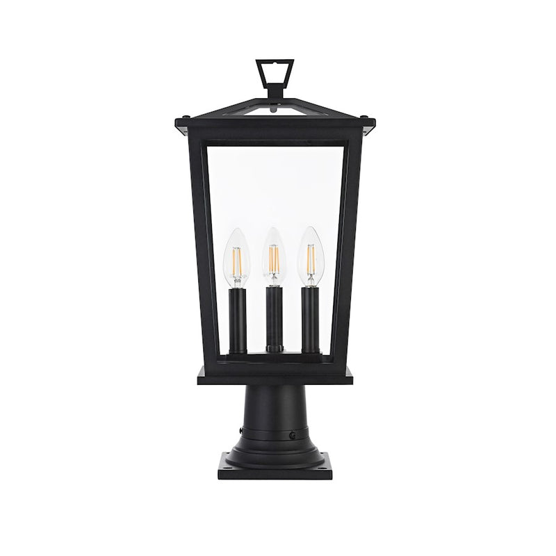Elegant Lighting Berks 3 Light Outdoor Post Light, Black - OD333P21BK