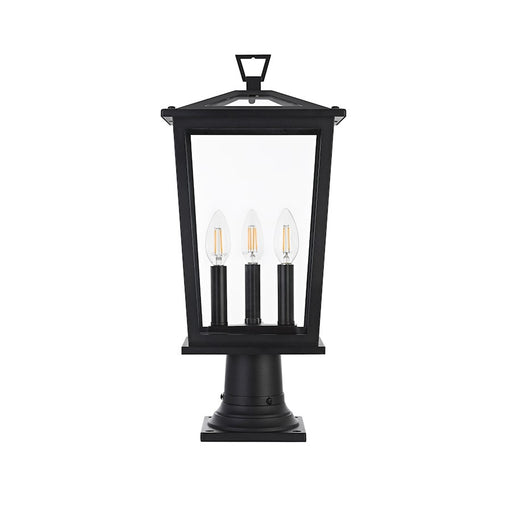 Elegant Lighting Berks 3 Light Outdoor Post Light, Black - OD333P21BK