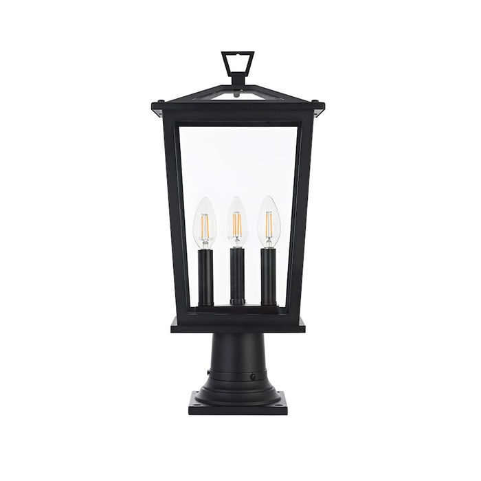 Elegant Lighting Berks 3 Light Outdoor Post Light, Black - OD333P21BK