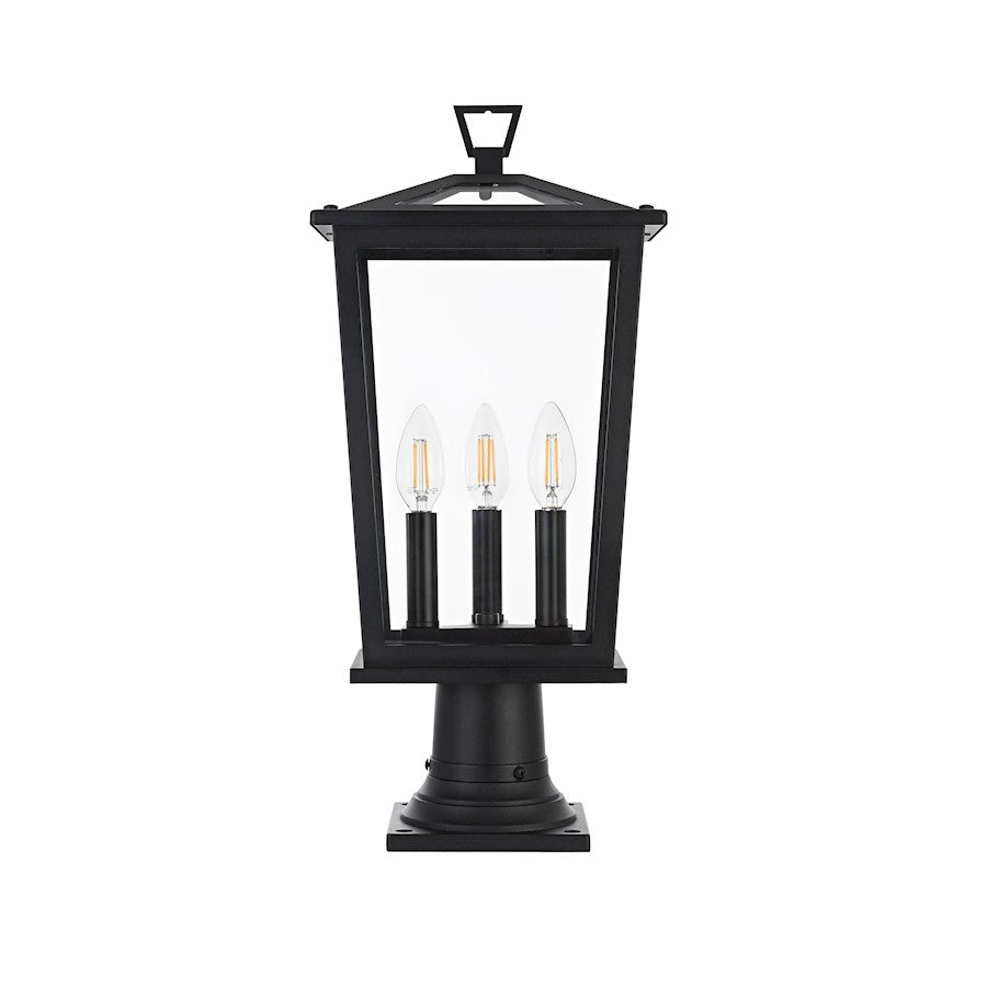 Elegant Lighting Berks 3 Light Outdoor Post Light, Black - OD333P21BK