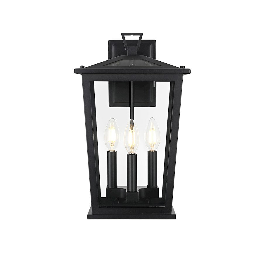 Elegant Lighting Berks 3 Light Outdoor Sconce, Black - OD333W16BK
