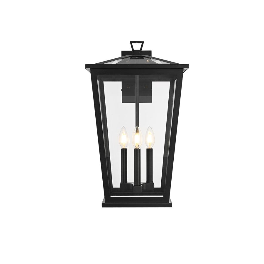 Elegant Lighting Berks 3 Light 12.5" Outdoor Wall sconce, Black - OD333W22BK
