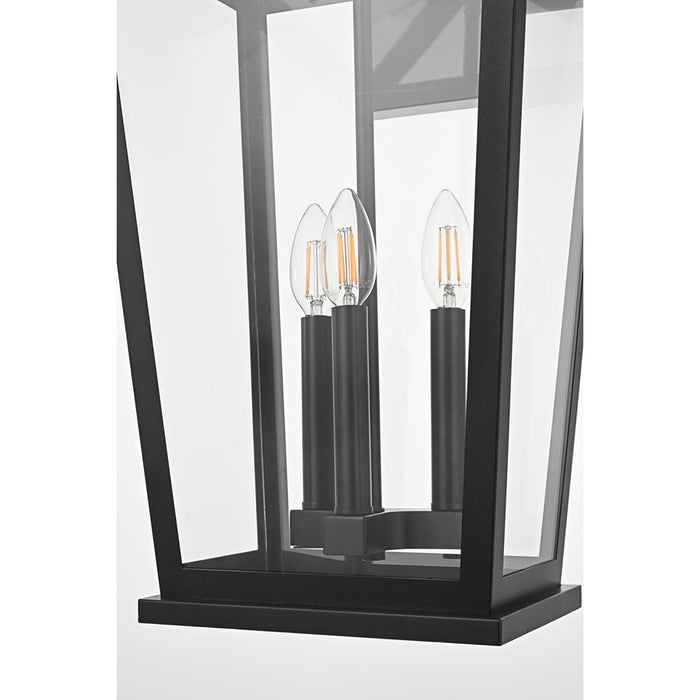 Elegant Lighting Berks 3 Light 12.5" Outdoor Wall Sconce, Black