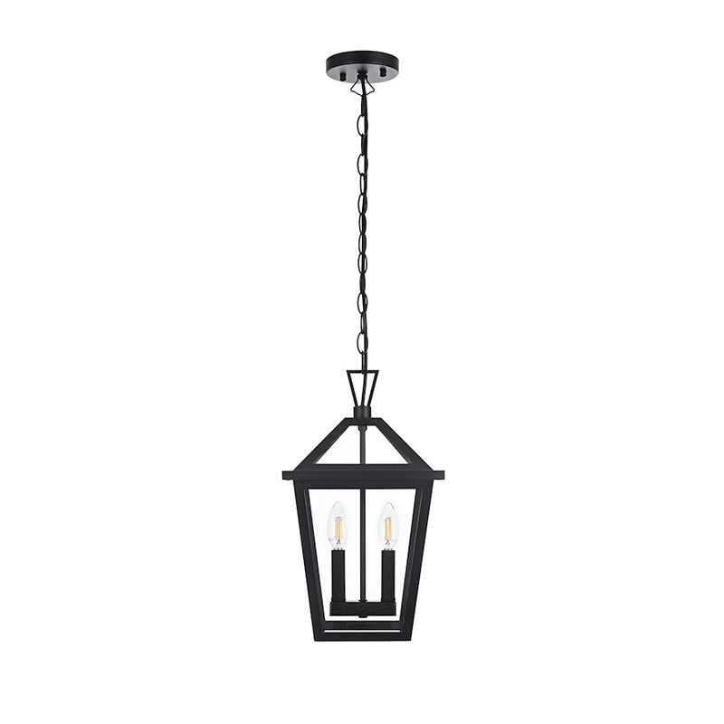 Elegant Lighting Frankford 2 Light 17" Outdoor Pendant, Black - OD334H17BK