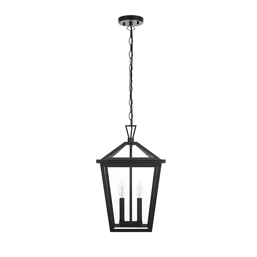 Elegant Lighting Frankford 2 Light 19" Outdoor Pendant, Black - OD334H19BK