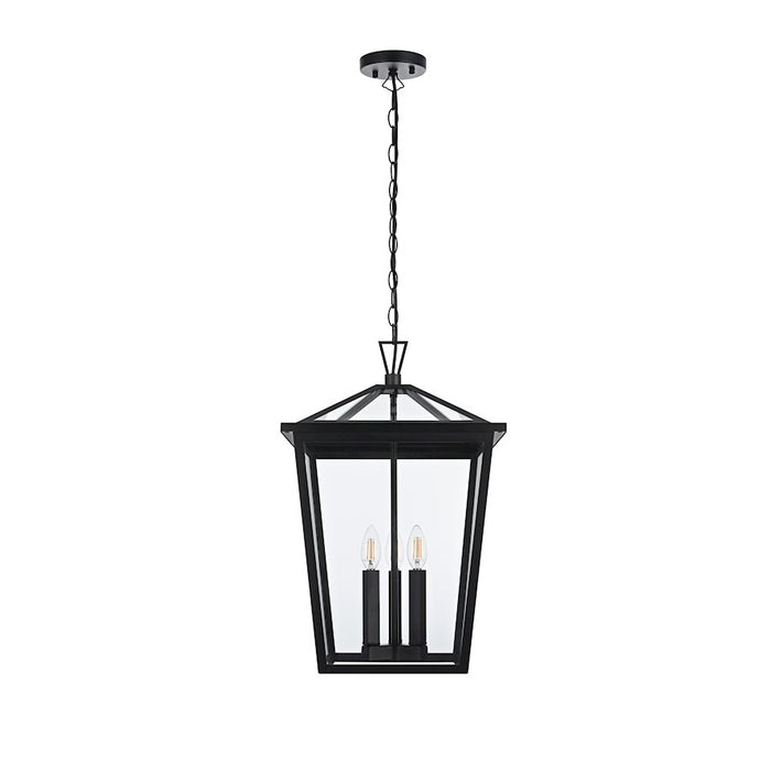 Elegant Lighting Oxford 3 Light Outdoor Pendant, Black - OD334H22BK