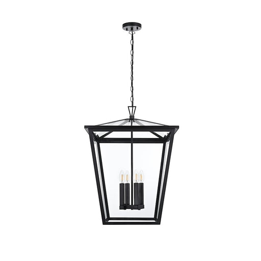 Elegant Lighting Oxford 4 Light Outdoor Pendant, Black - OD334H27BK