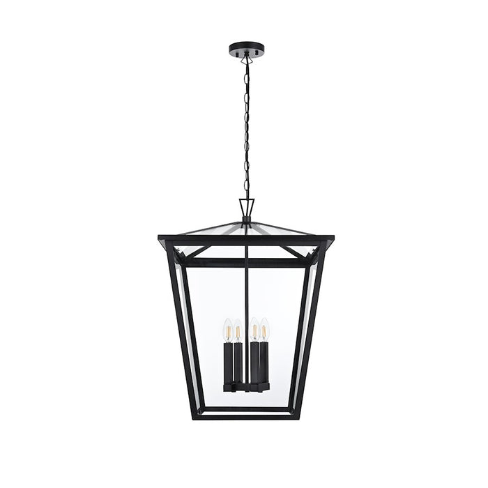 Elegant Lighting Oxford 4 Light Outdoor Pendant, Black - OD334H27BK