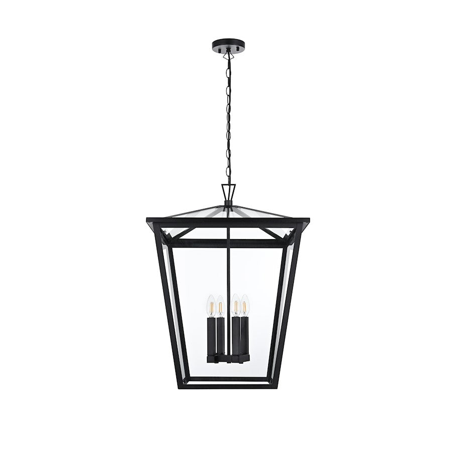 Elegant Lighting Oxford 4 Light Outdoor Pendant, Black - OD334H27BK