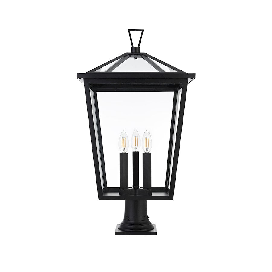 Elegant Lighting Oxford 3 Light Outdoor Post Light, Black - OD334P28BK