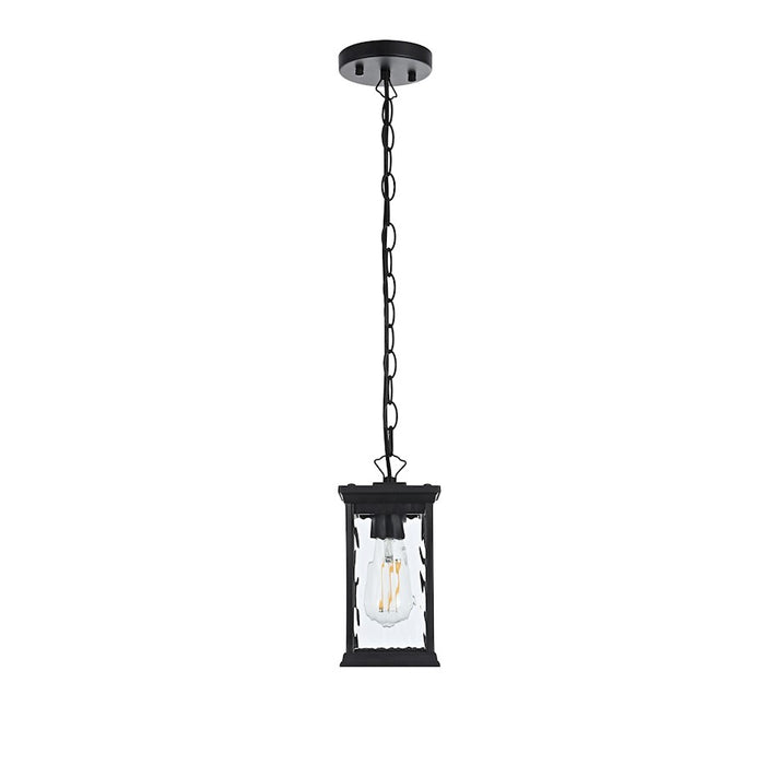 Elegant Lighting Mascher 1 Light Outdoor Pendant, Black - OD336H11BK