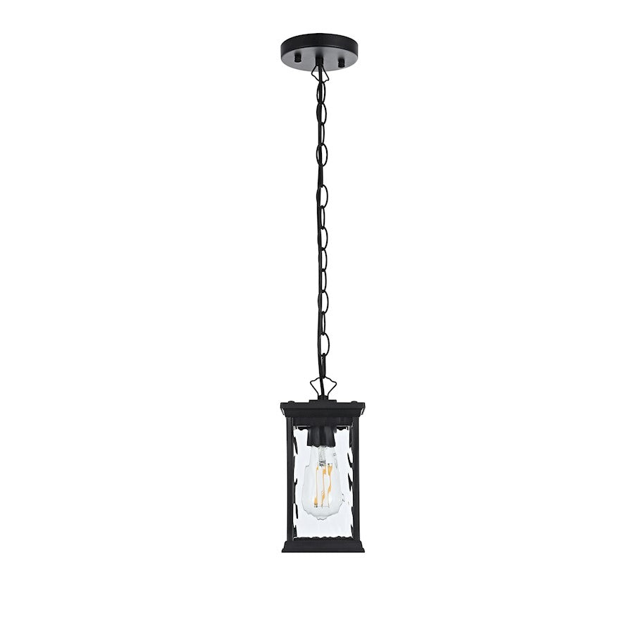 Elegant Lighting Mascher 1 Light Outdoor Pendant, Black - OD336H11BK