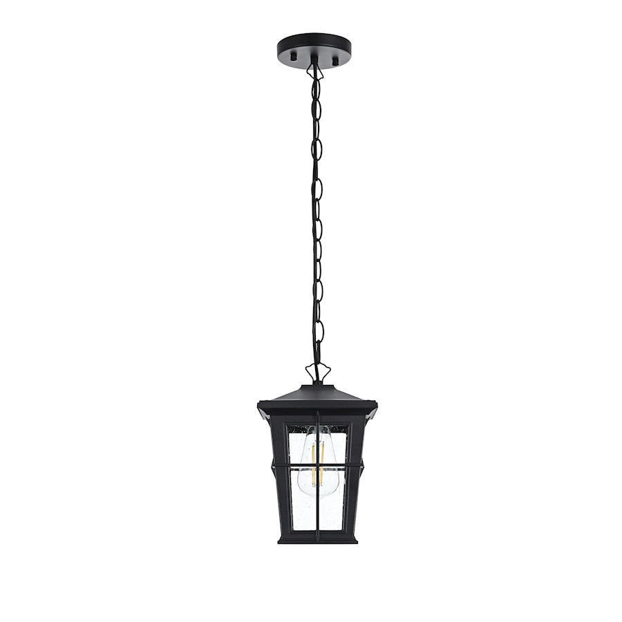 Elegant Lighting Bodine 1 Light Outdoor Pendant, Black - OD337H11BK