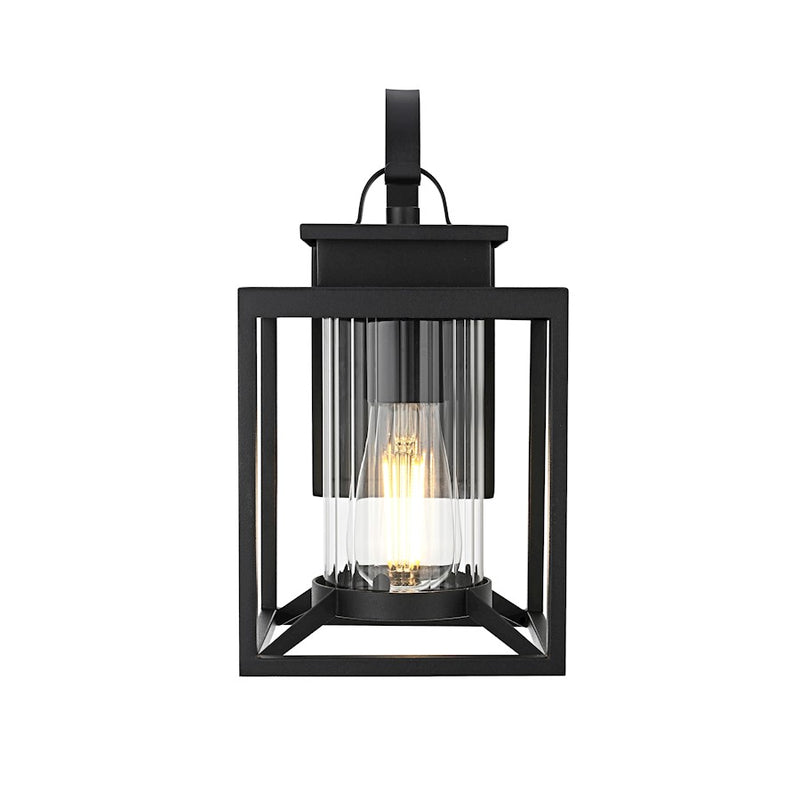 Elegant Lighting Witte 1 Light Outdoor Sconce, Black/Clear - OD339W13BK