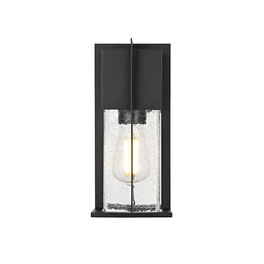 Elegant Lighting Janney 1 Light 12" Outdoor Sconce, Black/Clear - OD340W12BK