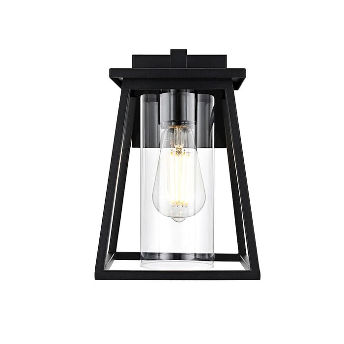 Elegant Lighting Lambert 1 Light Outdoor Sconce, Black/Clear - OD346W11BK
