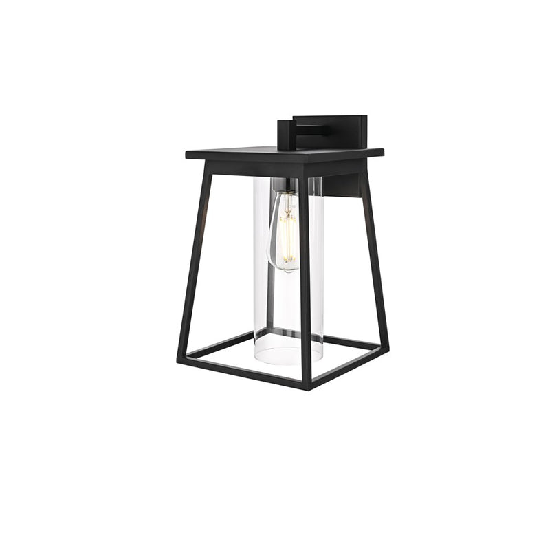 Elegant Lighting Lambert 1Lt 8.5" Outdoor Wall Sconce, Black/Clear
