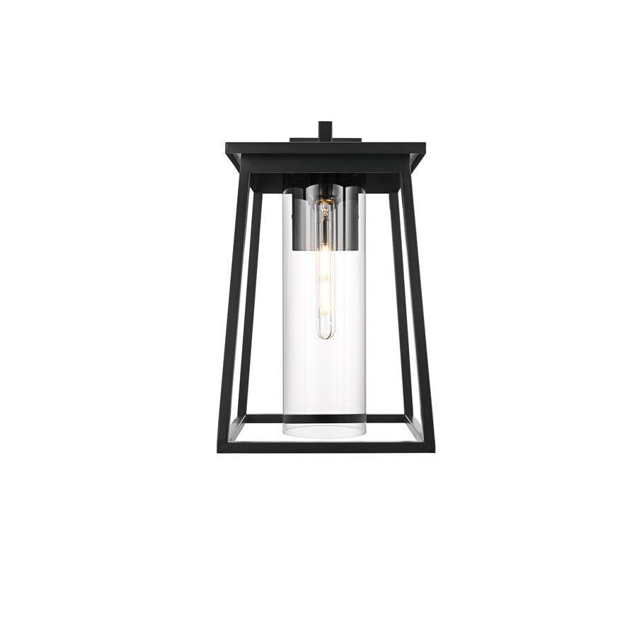 Elegant Lighting Lambert 1Lt 11" Outdoor Wall sconce, Black/Clear - OD346W18BK