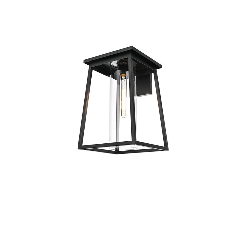 Elegant Lighting Lambert 1Lt 11" Outdoor Wall Sconce, Black/Clear
