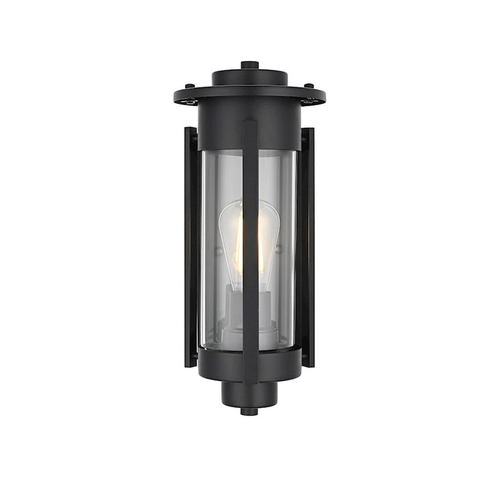 Elegant Lighting Bucknell 1 Light Outdoor Pendant, Black/Clear - OD349W15BK