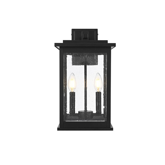 Elegant Lighting Ringgold 2 Light 8.5" Outdoor Wall sconce, Black - OD350W16BK