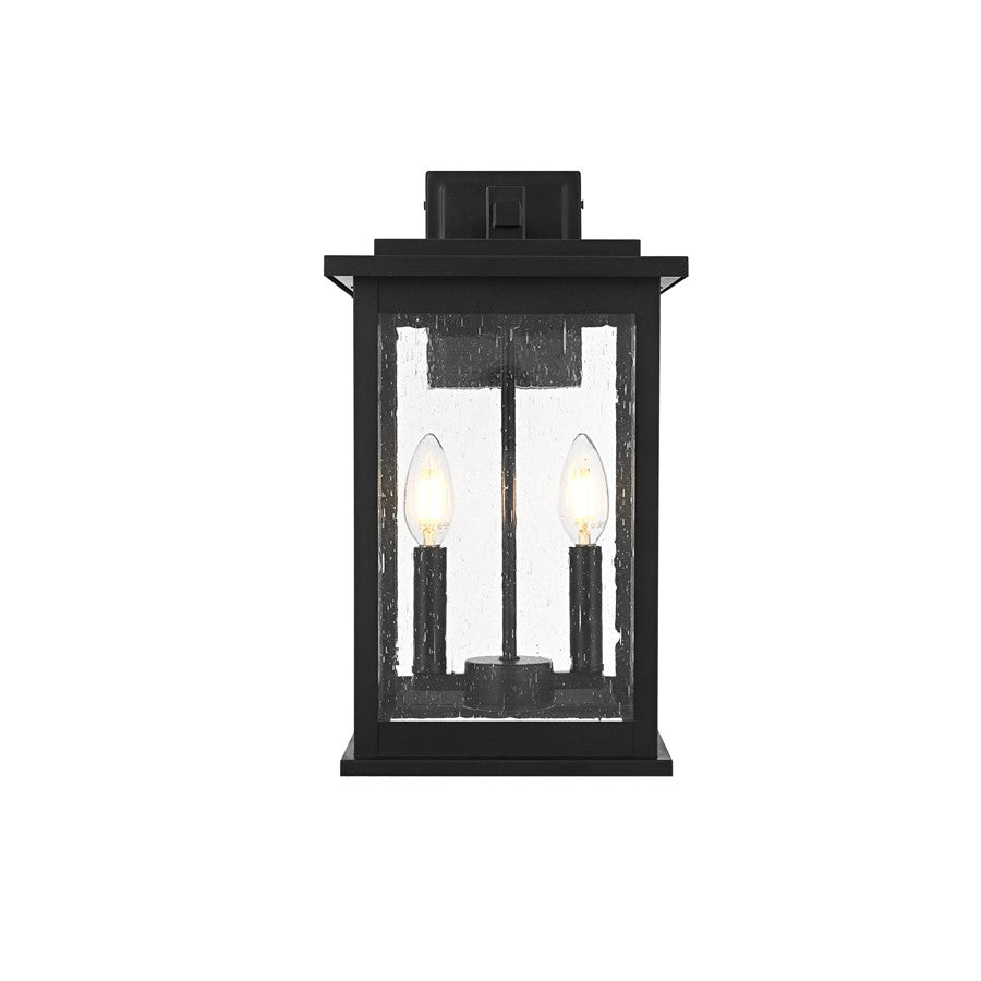Elegant Lighting Ringgold 2 Light 8.5" Outdoor Wall sconce, Black - OD350W16BK