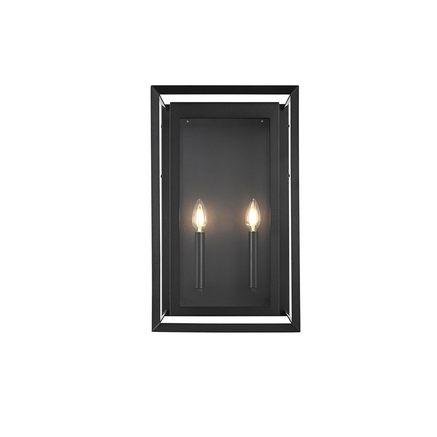 Elegant Lighting Etting 2 Light 12" Outdoor Wall sconce, Black - OD355W20BK
