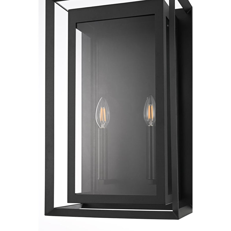 Elegant Lighting Etting 2 Light 12" Outdoor Wall Sconce, Black