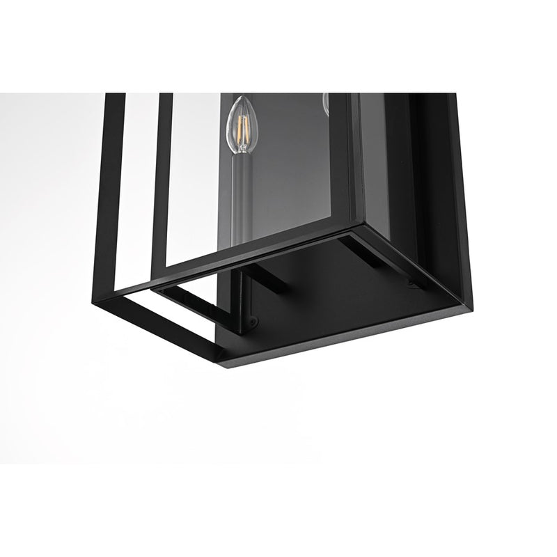 Elegant Lighting Etting 2 Light 12" Outdoor Wall Sconce, Black