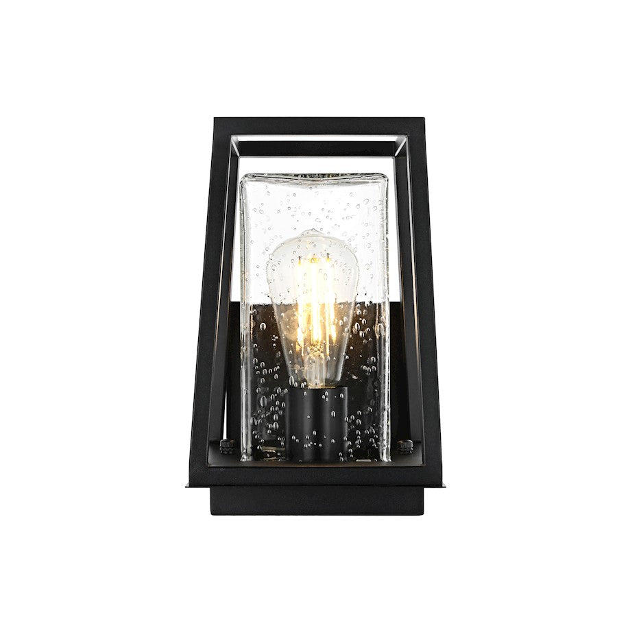 Elegant Lighting Lehigh 1 Light Outdoor Sconce, Black/Clear - OD359W11BK