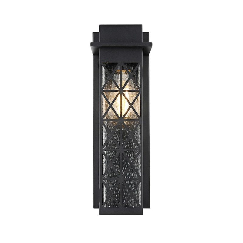 Elegant Lighting Wildey 1 Light 16" Outdoor Sconce, Black/Clear - OD361W16BK