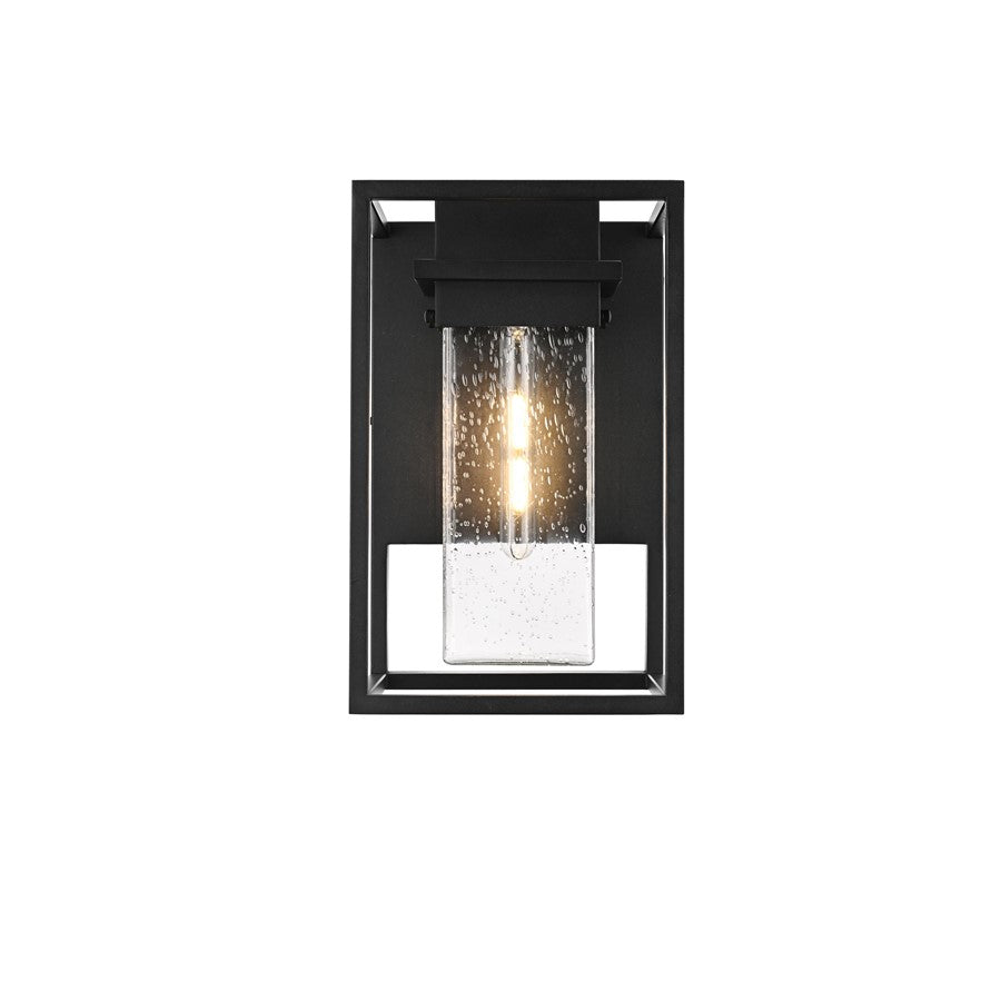 Elegant Lighting Morse 1 Light 10" Outdoor Wall sconce, Black/Clear - OD366W16BK