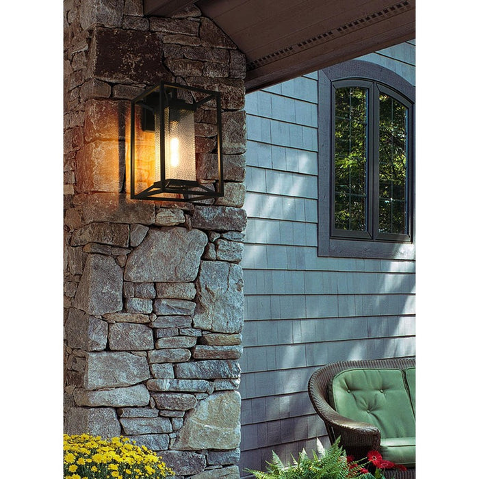 Elegant Lighting Morse 1 Light 10" Outdoor Wall Sconce, Black/Clear