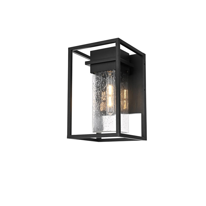 Elegant Lighting Morse 1 Light 10" Outdoor Wall Sconce, Black/Clear