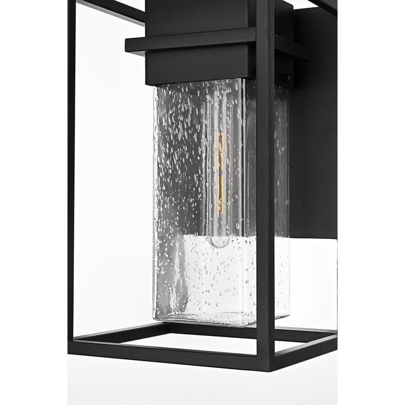 Elegant Lighting Morse 1 Light 10" Outdoor Wall Sconce, Black/Clear