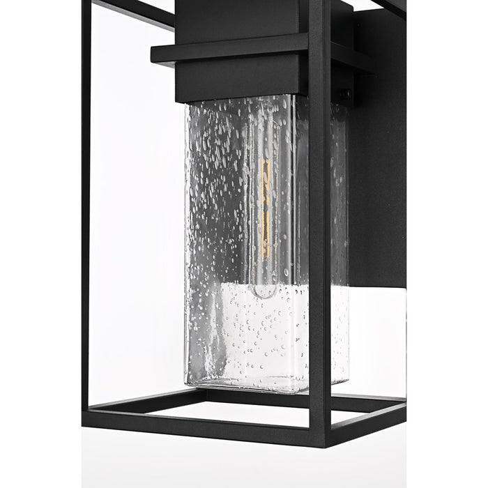 Elegant Lighting Morse 1 Light 10" Outdoor Wall Sconce, Black/Clear