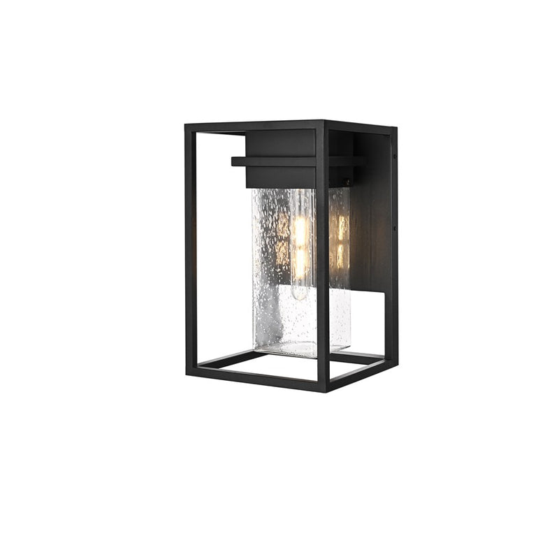 Elegant Lighting Morse 1 Light 10" Outdoor Wall Sconce, Black/Clear
