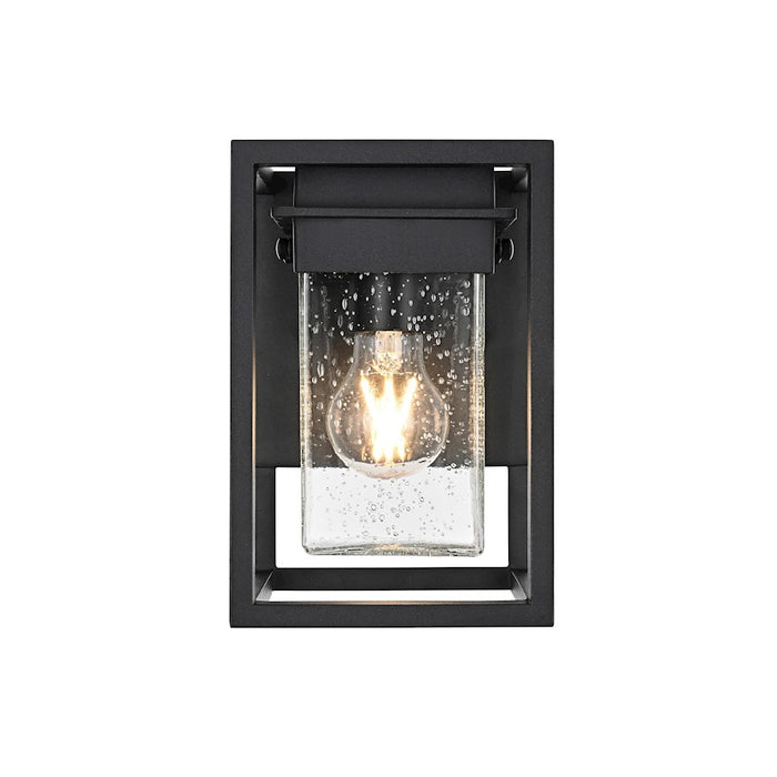Elegant Lighting Morse 1 Light Outdoor Sconce, Black/Clear - OD366W9BK