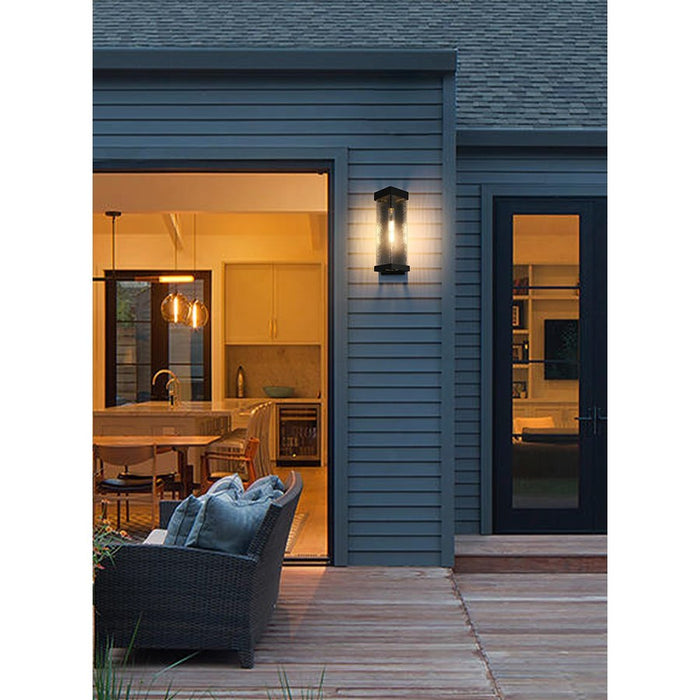 Elegant Lighting Swain 1 Light 6.5" Outdoor Sconce, Black/Clear