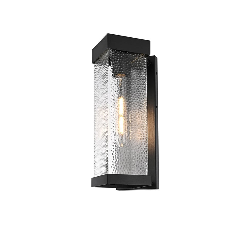 Elegant Lighting Swain 1 Light 6.5" Outdoor Sconce, Black/Clear